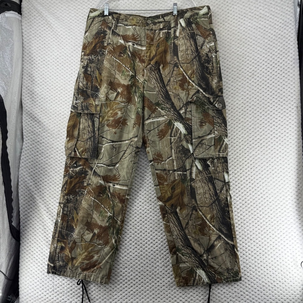 Realtree Mens XL Camo Hunting Cargo‎ Pants Drawstring Bottoms 40 42